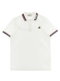 Moncler Enfant Tricolor-Trim Cotton Piquet Polo — White