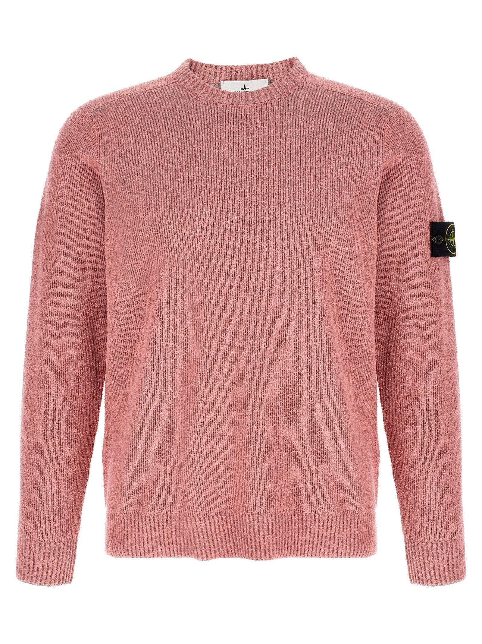 Stone Island Ribbed Bouclé Cotton Sweater — rose