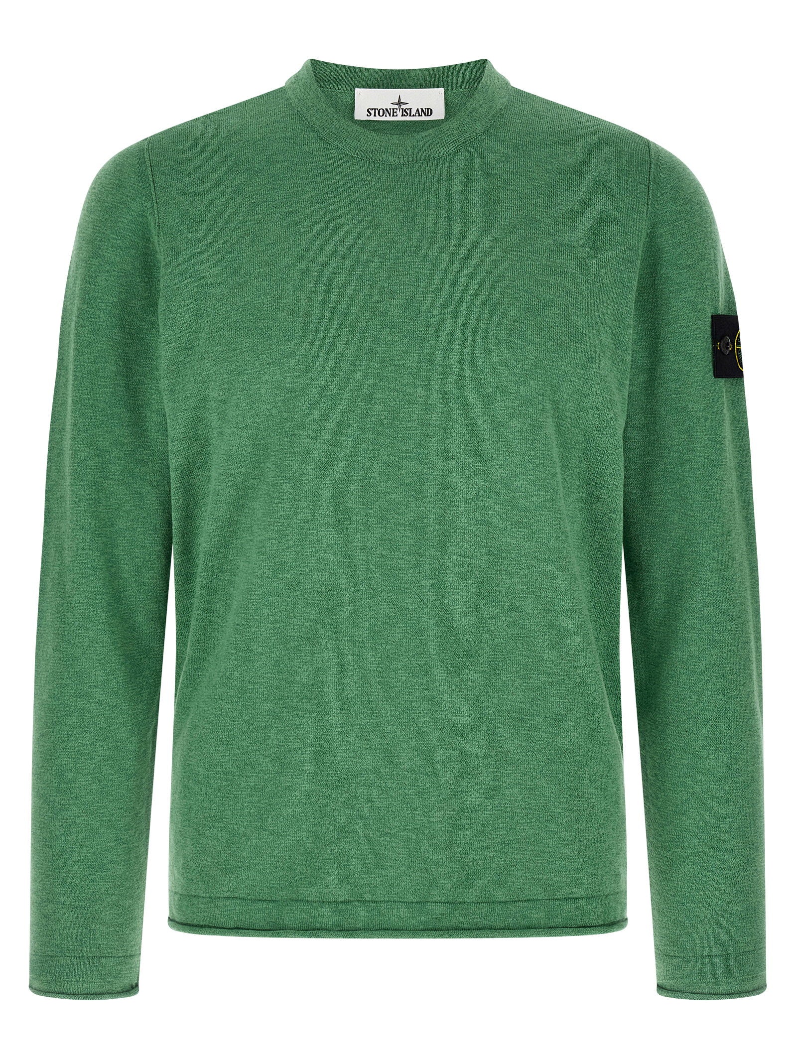 Stone Island Cotton-Nylon Blend Knit Sweater — Green