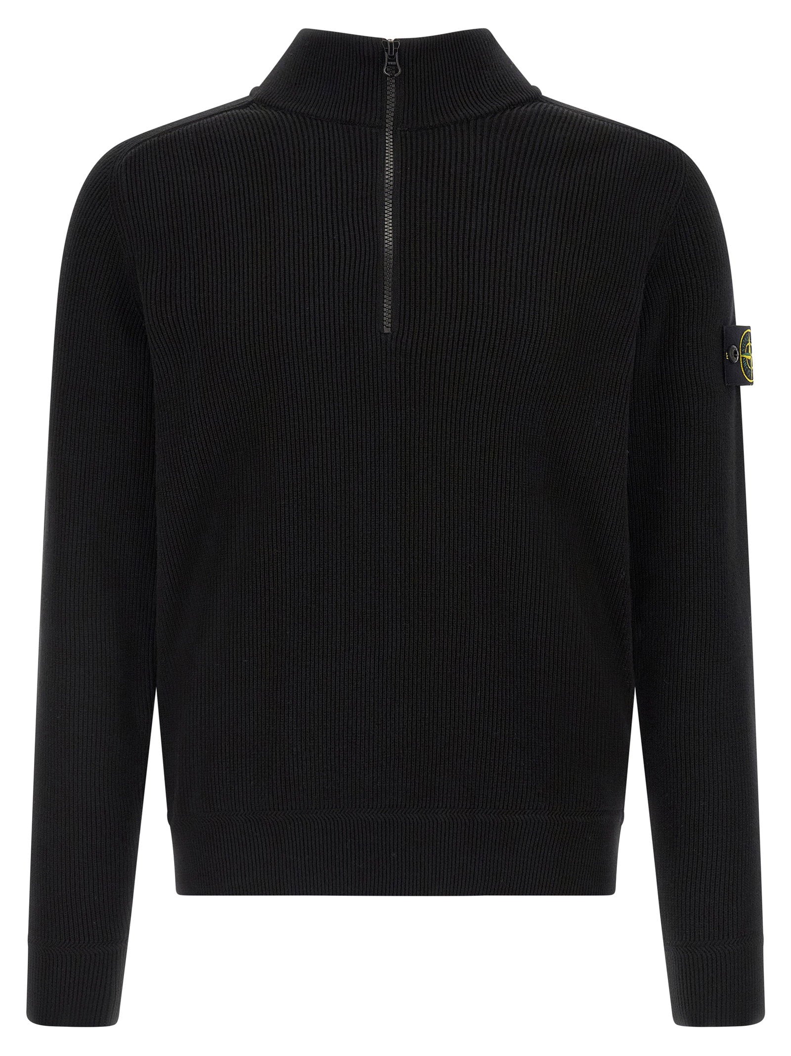 Stone Island Ribbed Cotton Sweater — Black