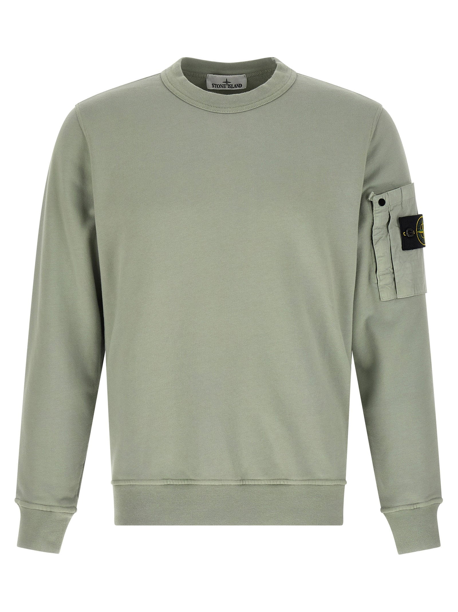 Stone Island Cotton Crew Neck Sweatshirt — Sage