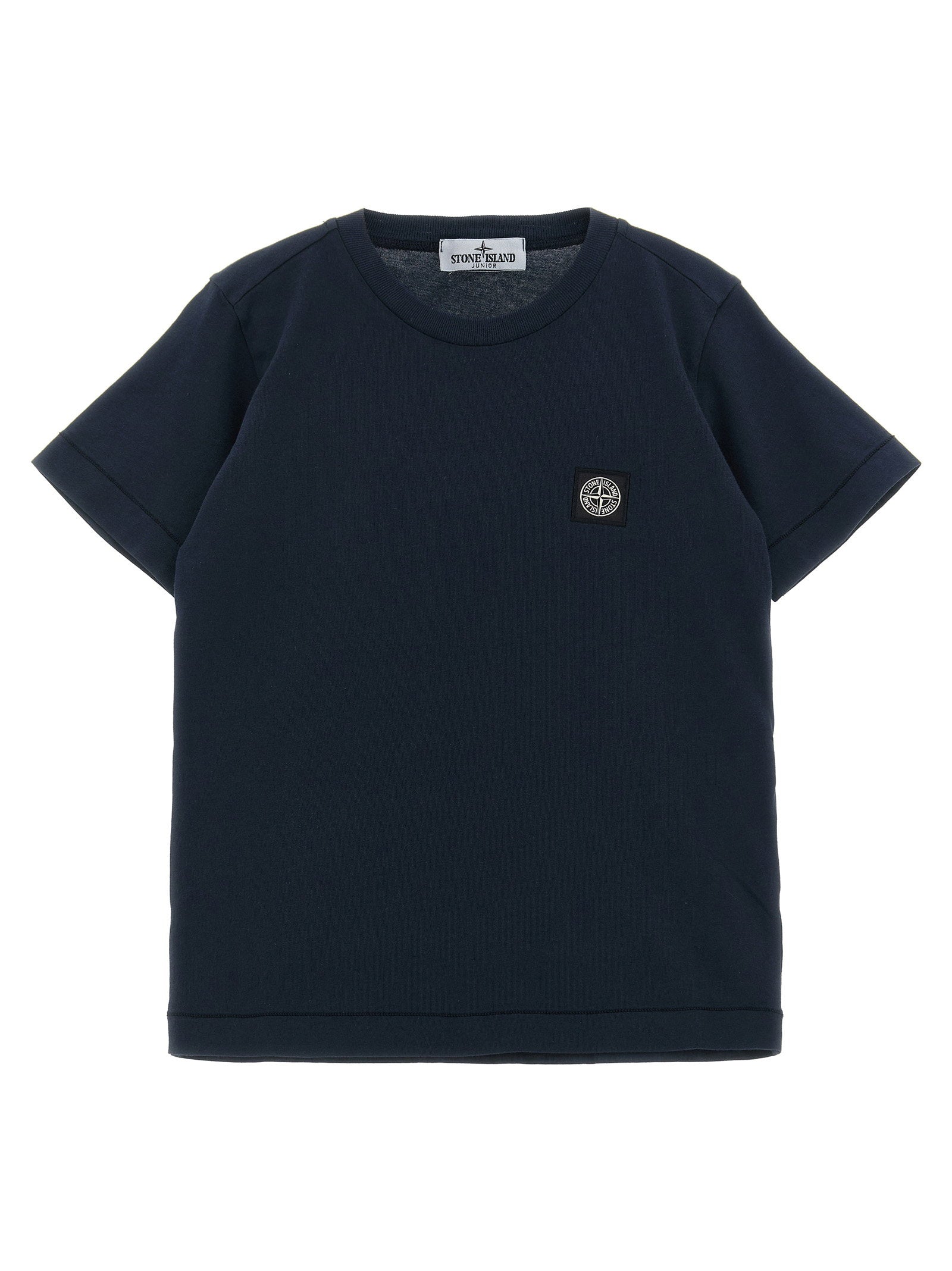 Stone Island Junior Compass Logo Cotton T-Shirt — Navy