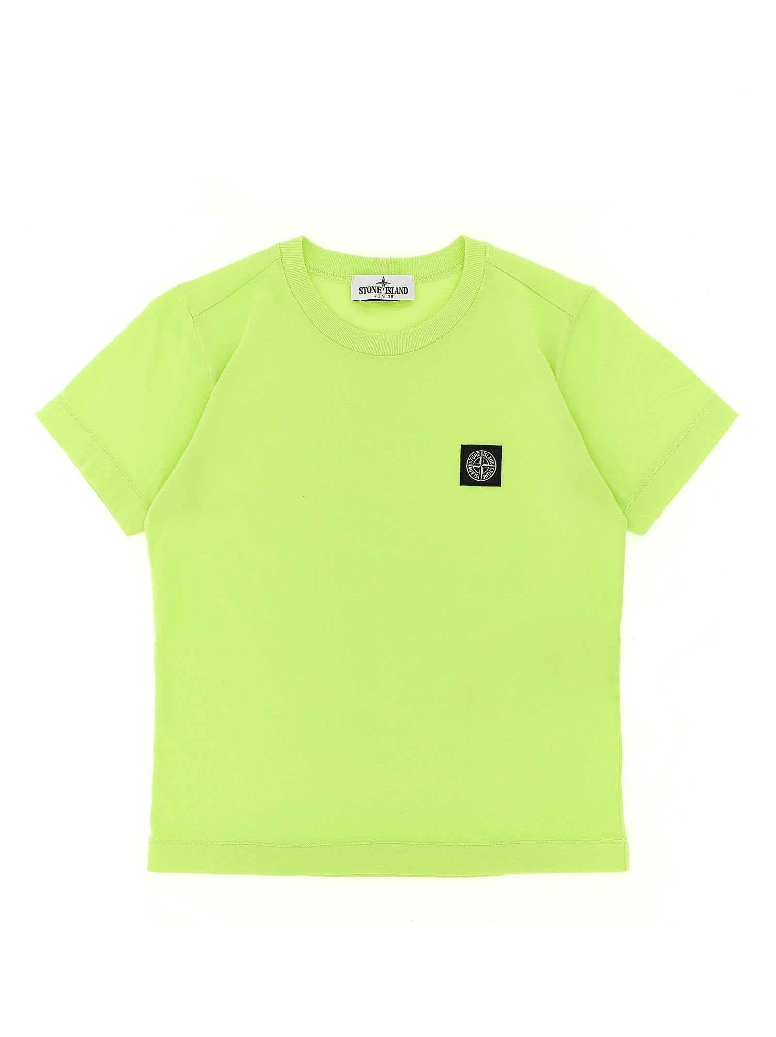 Stone Island Junior Compass Logo T-Shirt — Lime Green
