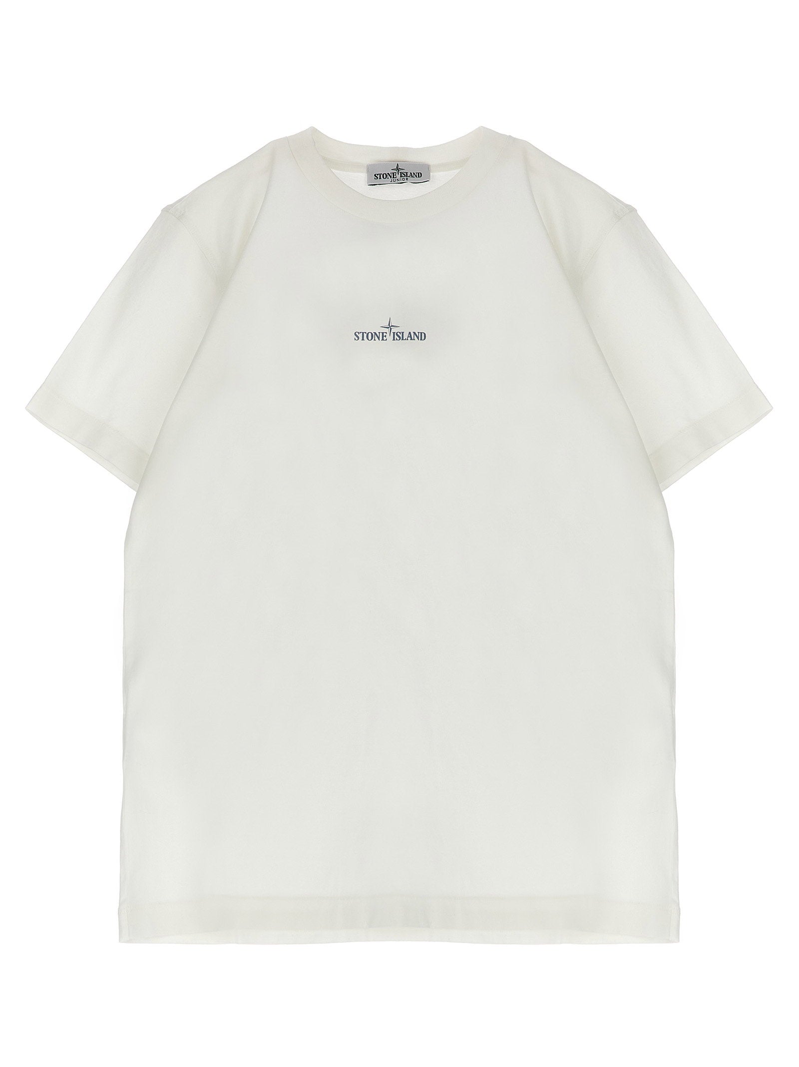Stone Island Junior Logo-Printed Cotton T-Shirt — White