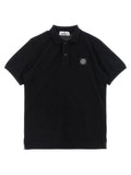 Stone Island Junior Compass Logo Organic Cotton Polo Shirt — Black