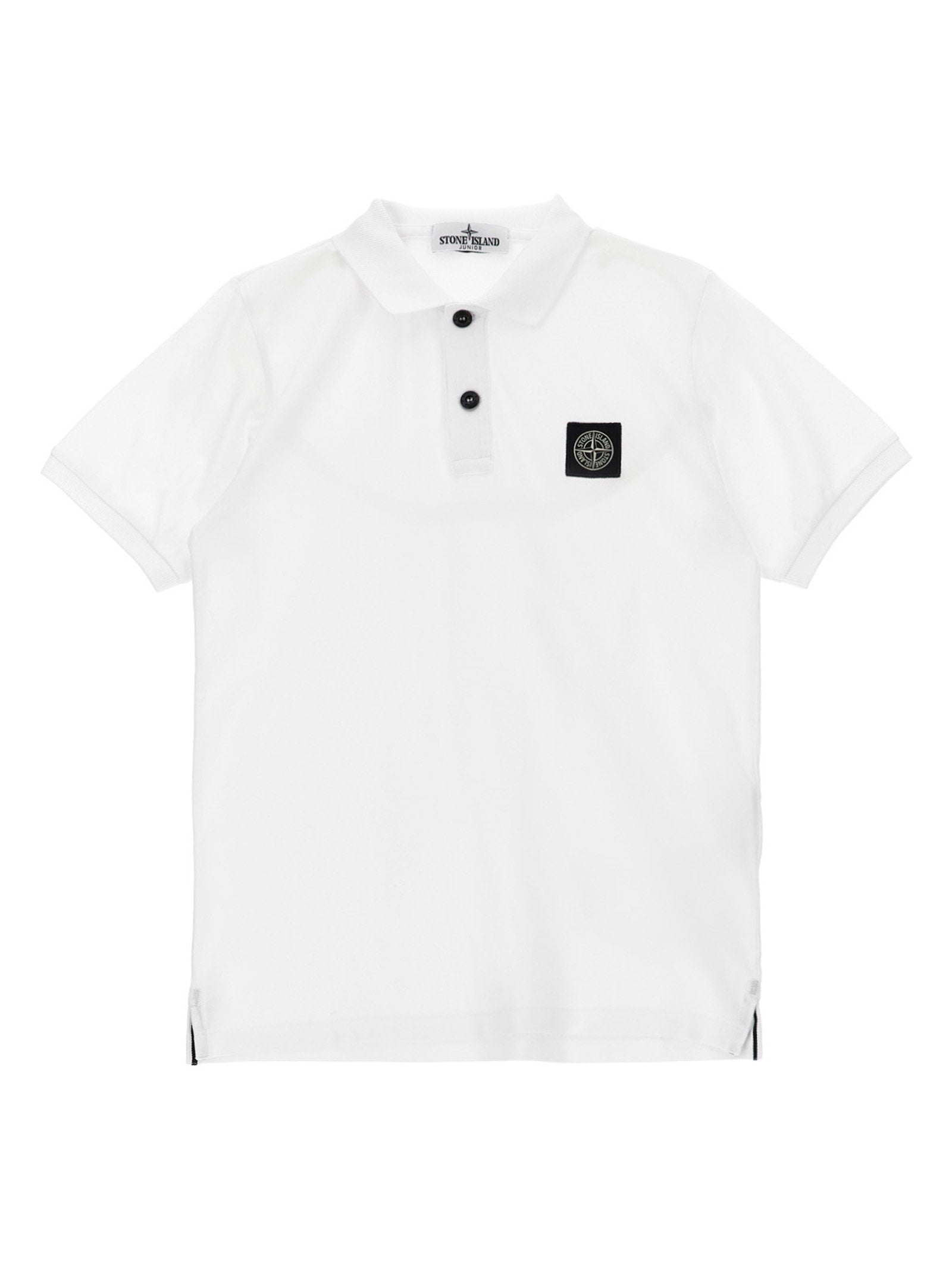 Stone Island Junior Compass Logo Polo Shirt — White