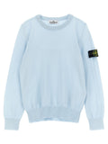 Stone Island Junior Logo-Badge Cotton Sweater — Light blue
