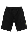 Stone Island Junior Drawstring Cargo Cotton Cargo Shorts — Black