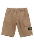 Stone Island Junior Logo-Patched Cotton Cargo Shorts — Beige