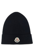 Moncler Virgin Wool Ribbed Knit Beanie — Navy