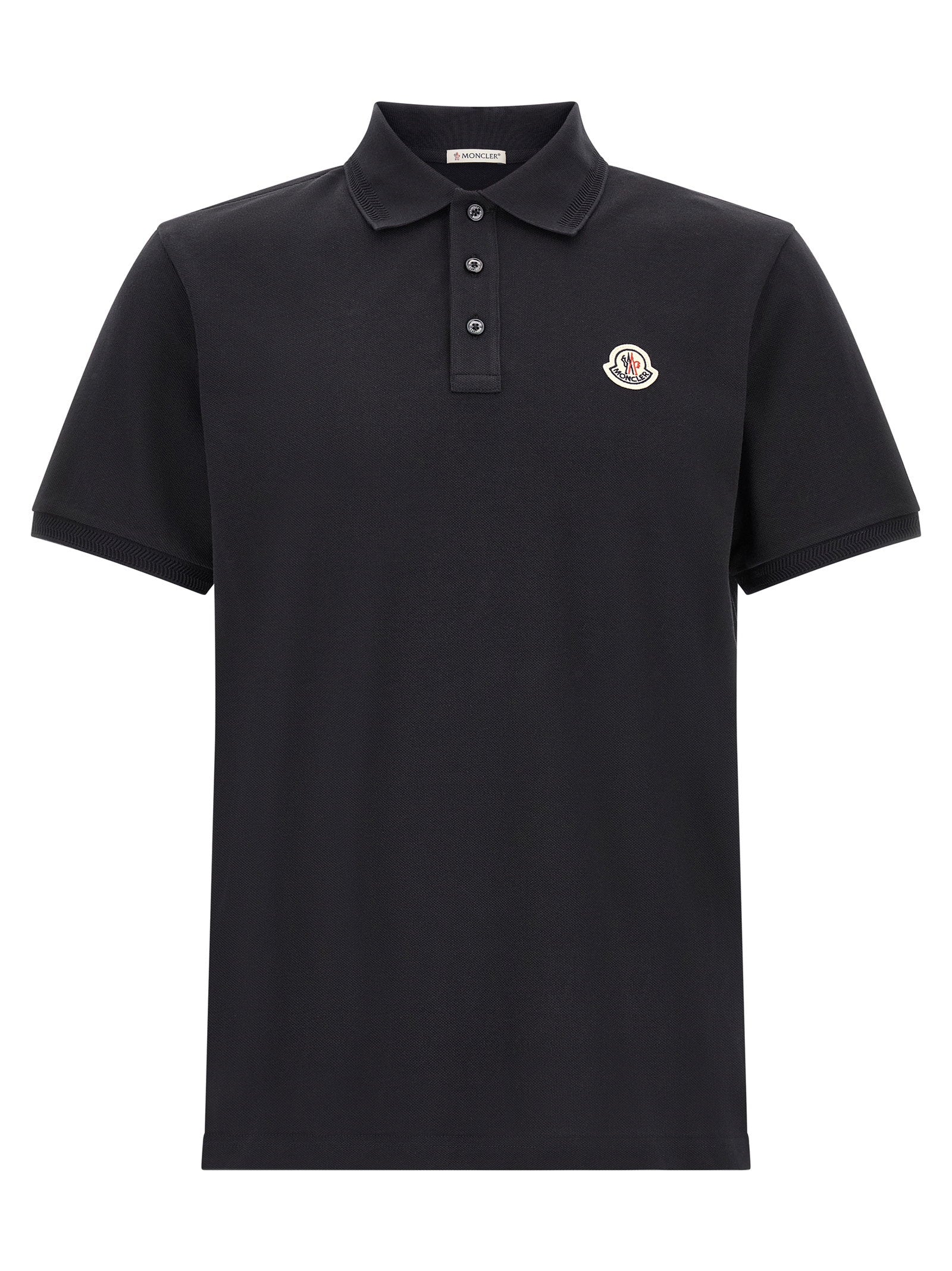 Moncler Logo-Patch Cotton Piquet Polo Shirt — Black