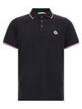 Moncler Tricolor Trim Polo Shirt — Navy