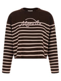 Moncler Striped Logo-Embroidered Virgin Wool Sweater — Brown