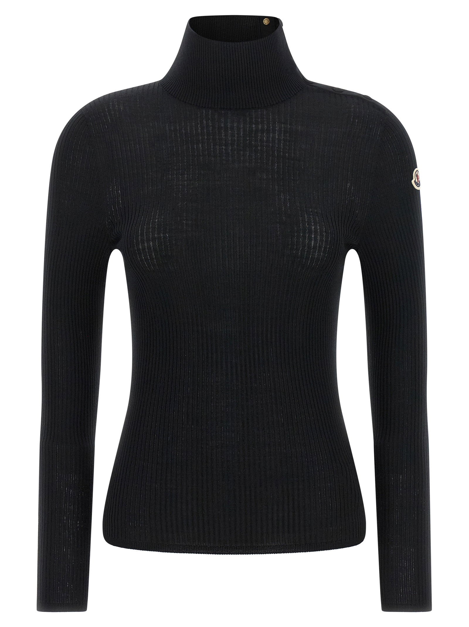 Moncler Ribbed Turtleneck Sweater — Black