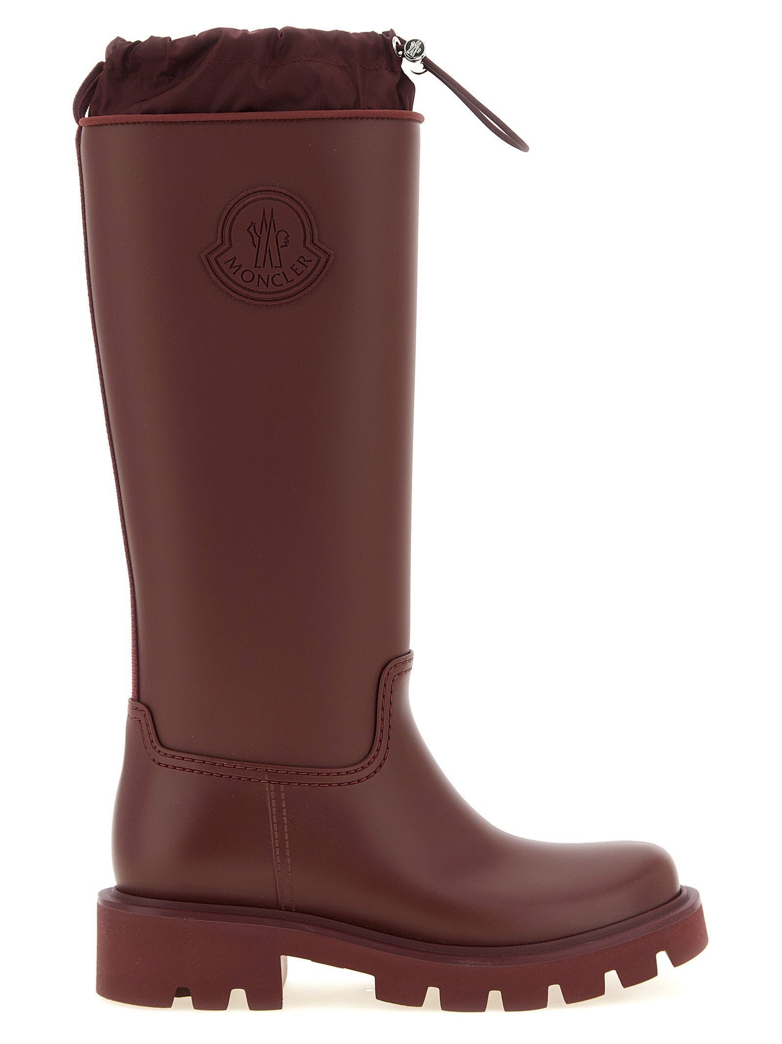 Moncler Kickstream High Rain Boot — Burgundy