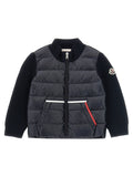 Moncler Enfant Quilted Hybrid Down Jacket — Navy