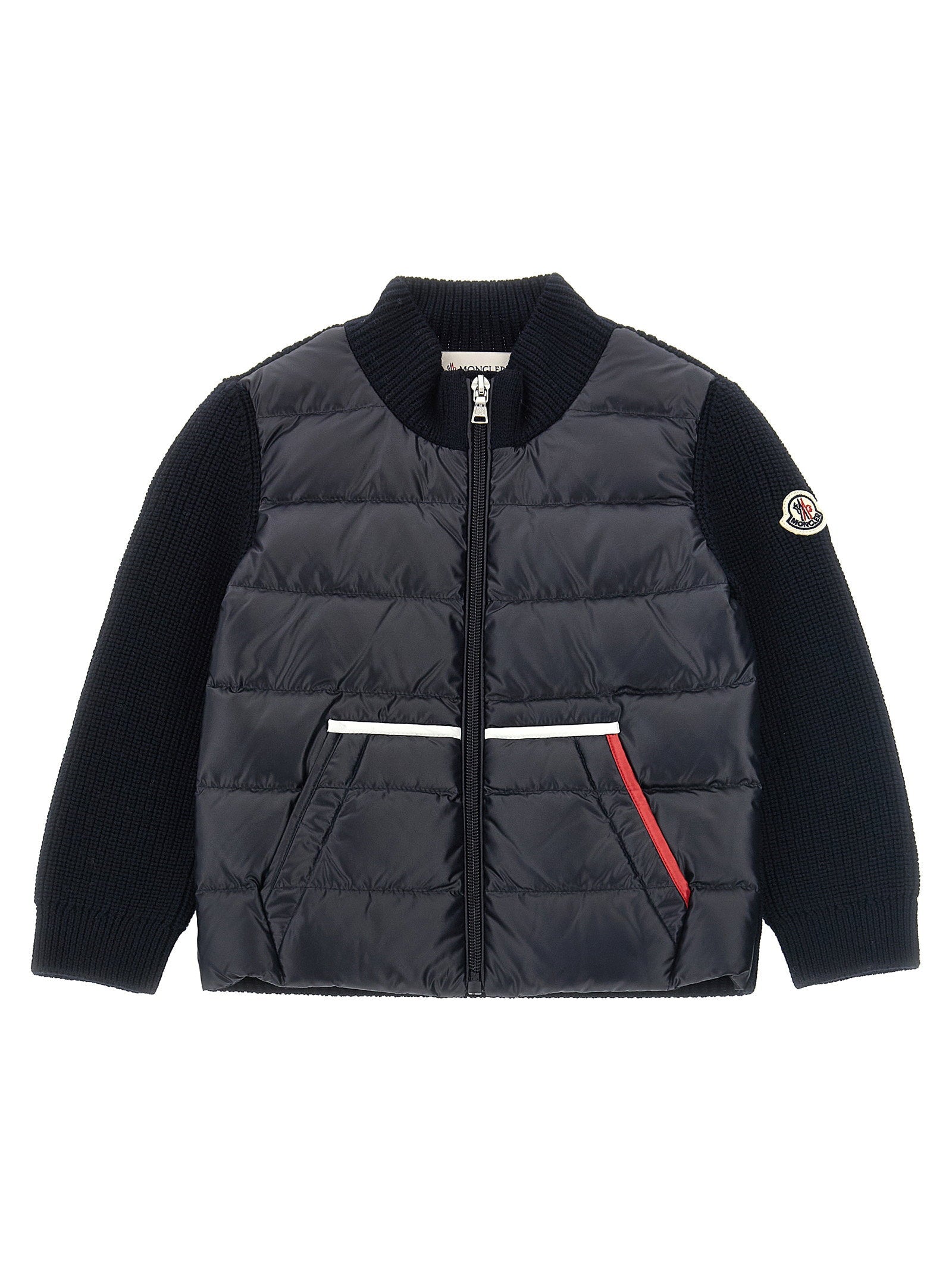 Moncler Enfant Quilted Hybrid Down Jacket — Navy