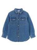 Moncler Enfant Denim Western-Style Shirt — Blue