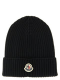 Moncler Enfant Merino Wool Ribbed Beanie — black