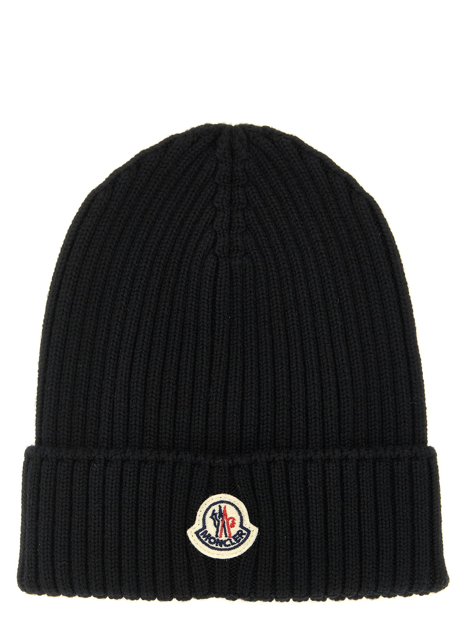Moncler Enfant Merino Wool Ribbed Beanie — black