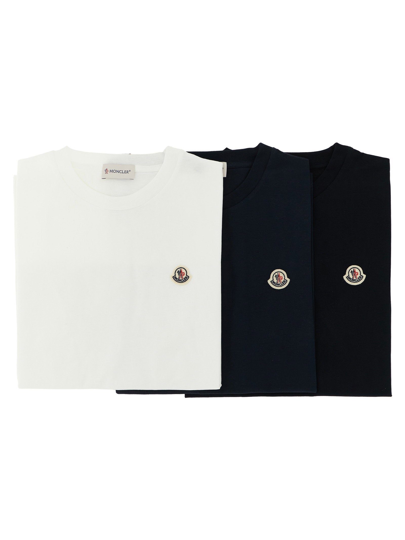 Moncler Enfant Logo-Patch Cotton T-Shirt — White, Navy, Black
