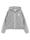 Moncler Enfant Crochet-Trimmed Cotton Hoodie — grey