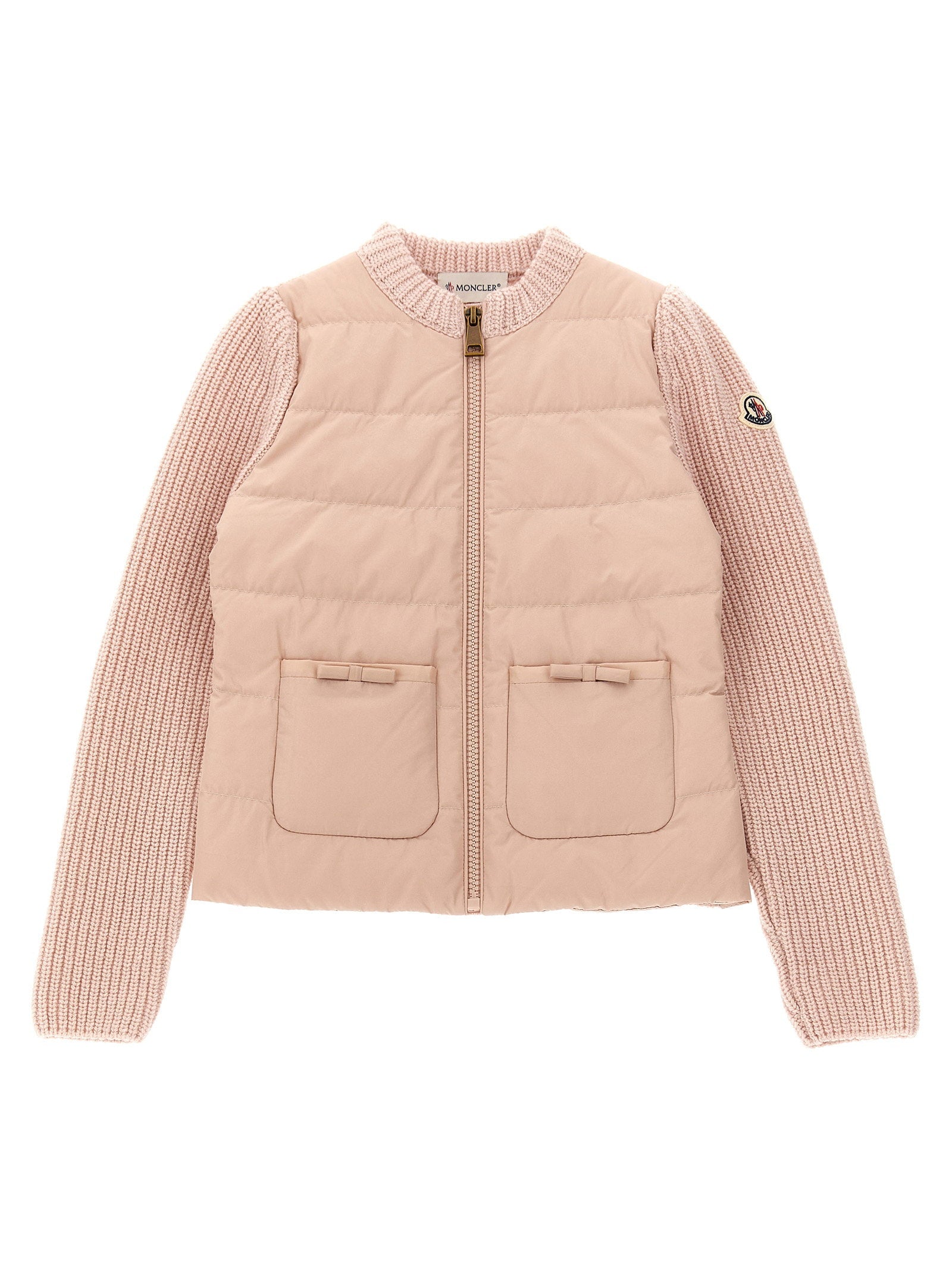 Moncler Enfant Quilted Wool and Cashmere Hybrid Vest — Pink