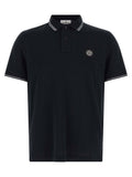 Stone Island Logo-Embroidered Cotton Piqué Polo Shirt — Black