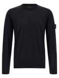Jersey de cuello redondo de lana virgen Stone Island — Negro