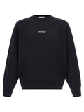 Stone Island Logo-Print Compact-Weave Cotton Sweatshirt — Black