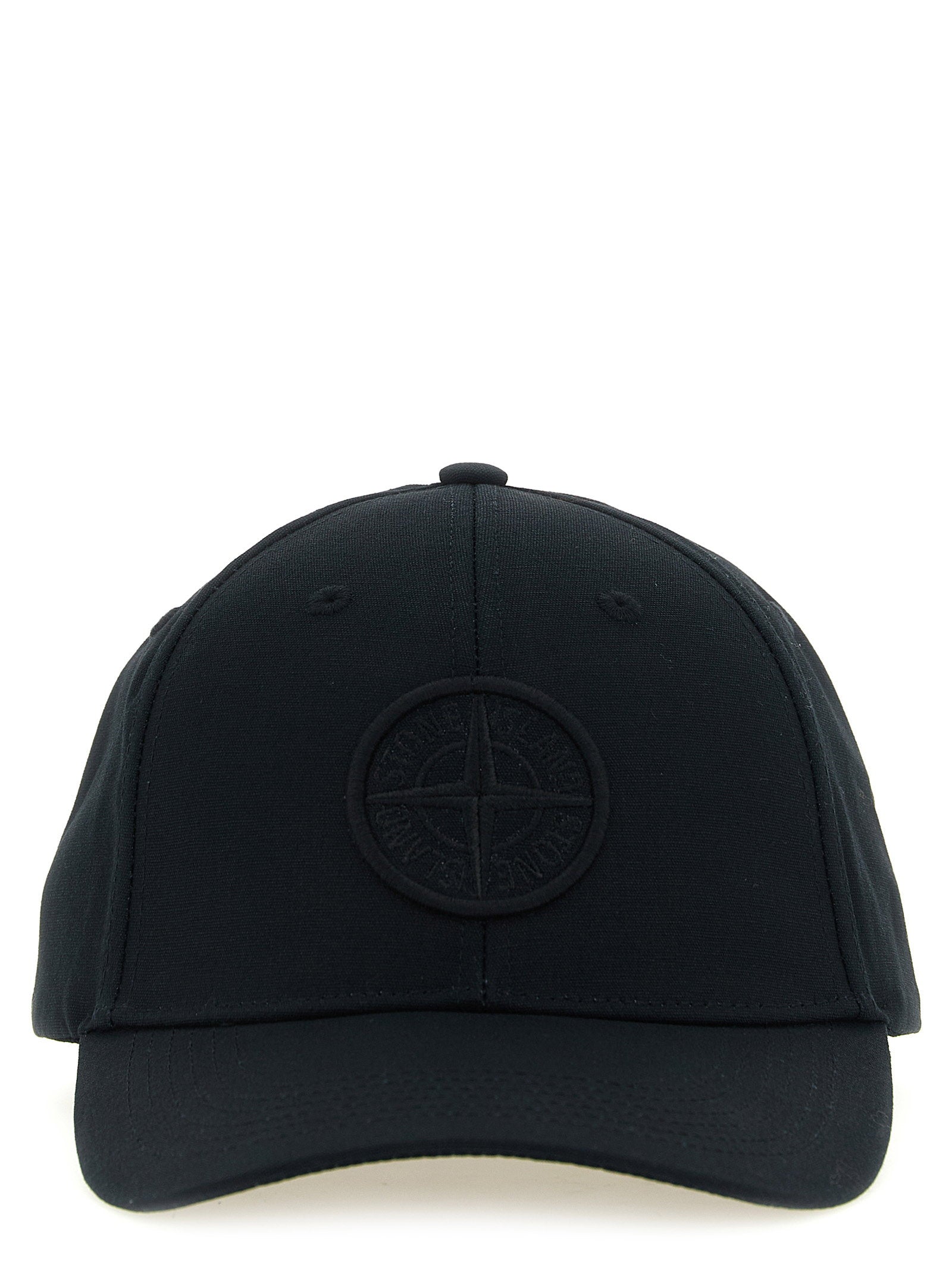 Stone Island 9100013 Tone-on-Tone Compass Logo Baseball Cap — Black
