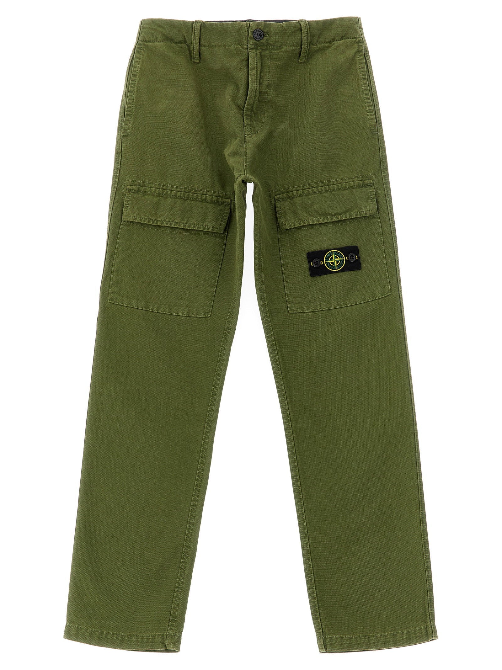 Stone Island Junior Canvas Cargo Cargo Pants — olive green