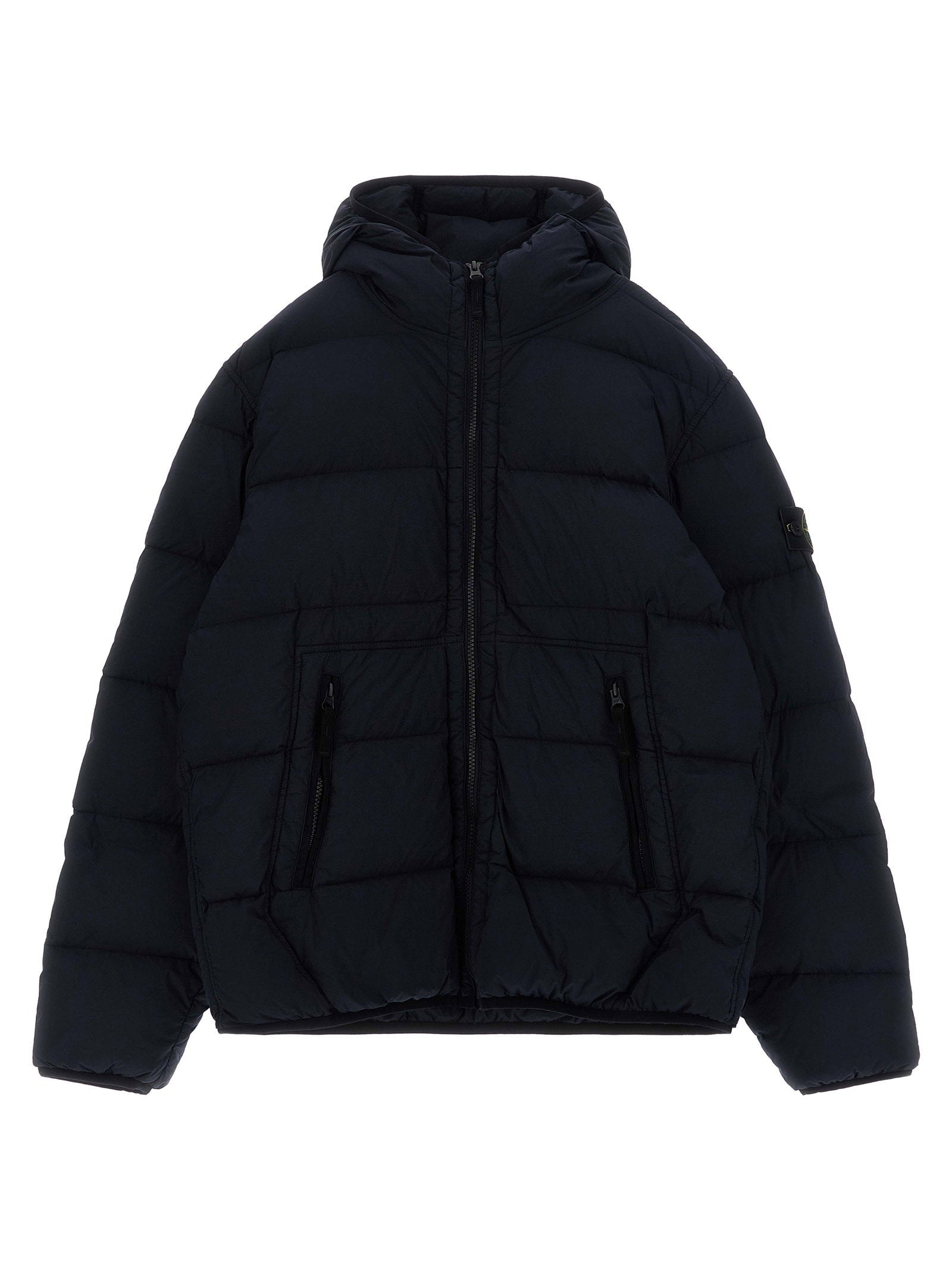 Stone Island Junior Quilted Hooded Down Jacket — Black