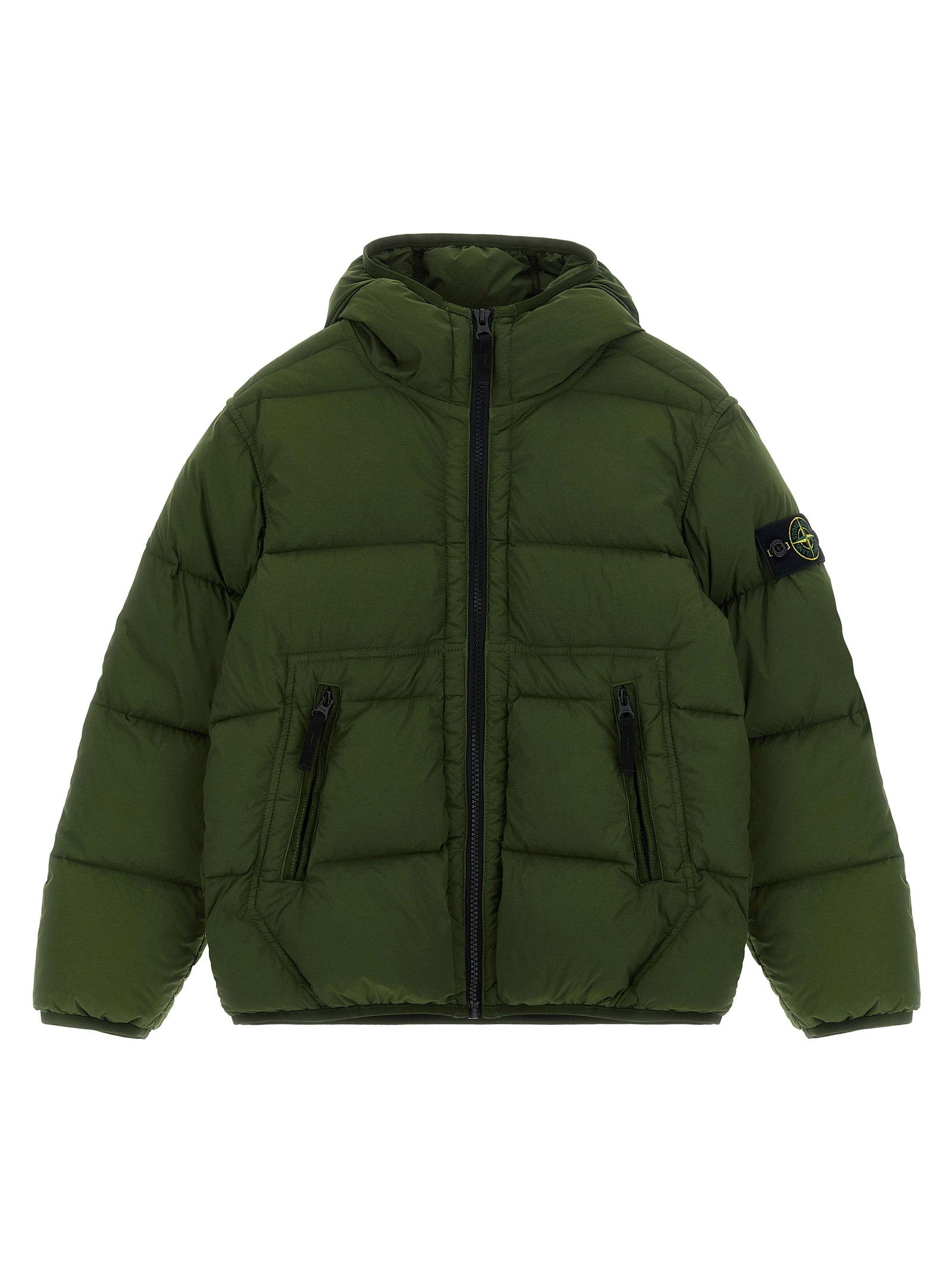 Stone Island Junior Quilted Parka Down Jacket — Olive Green