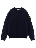 Stone Island Junior Badge Logo Wool Blend Sweater — Navy
