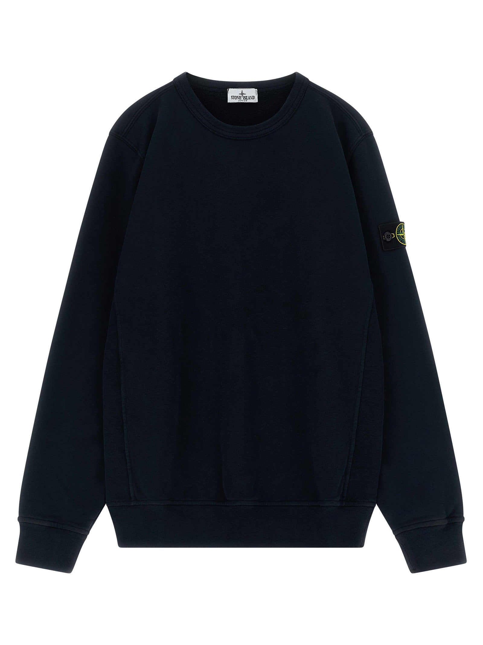 Stone Island Junior Badge Logo Crew Neck Sweatshirt — Navy