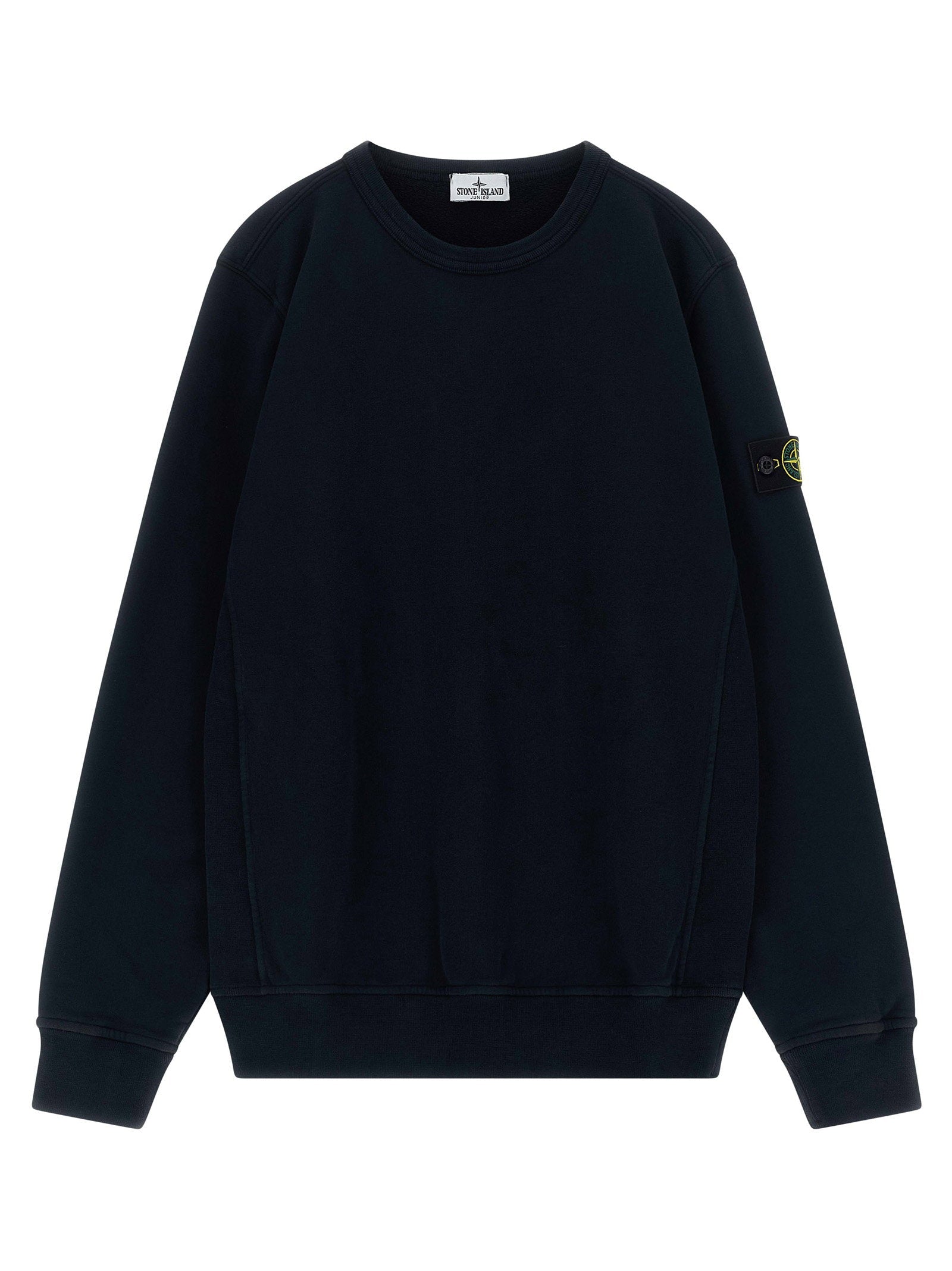 Stone Island Junior Badge Logo Cotton Sweatshirt — Black