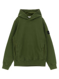 Stone Island Junior Badge Logo Cotton Hoodie — Olive