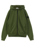 Stone Island Junior Logo Badge Pure Cotton Hoodie — Olive Green
