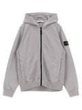Stone Island Junior Badge Logo Cotton Hoodie — Gray