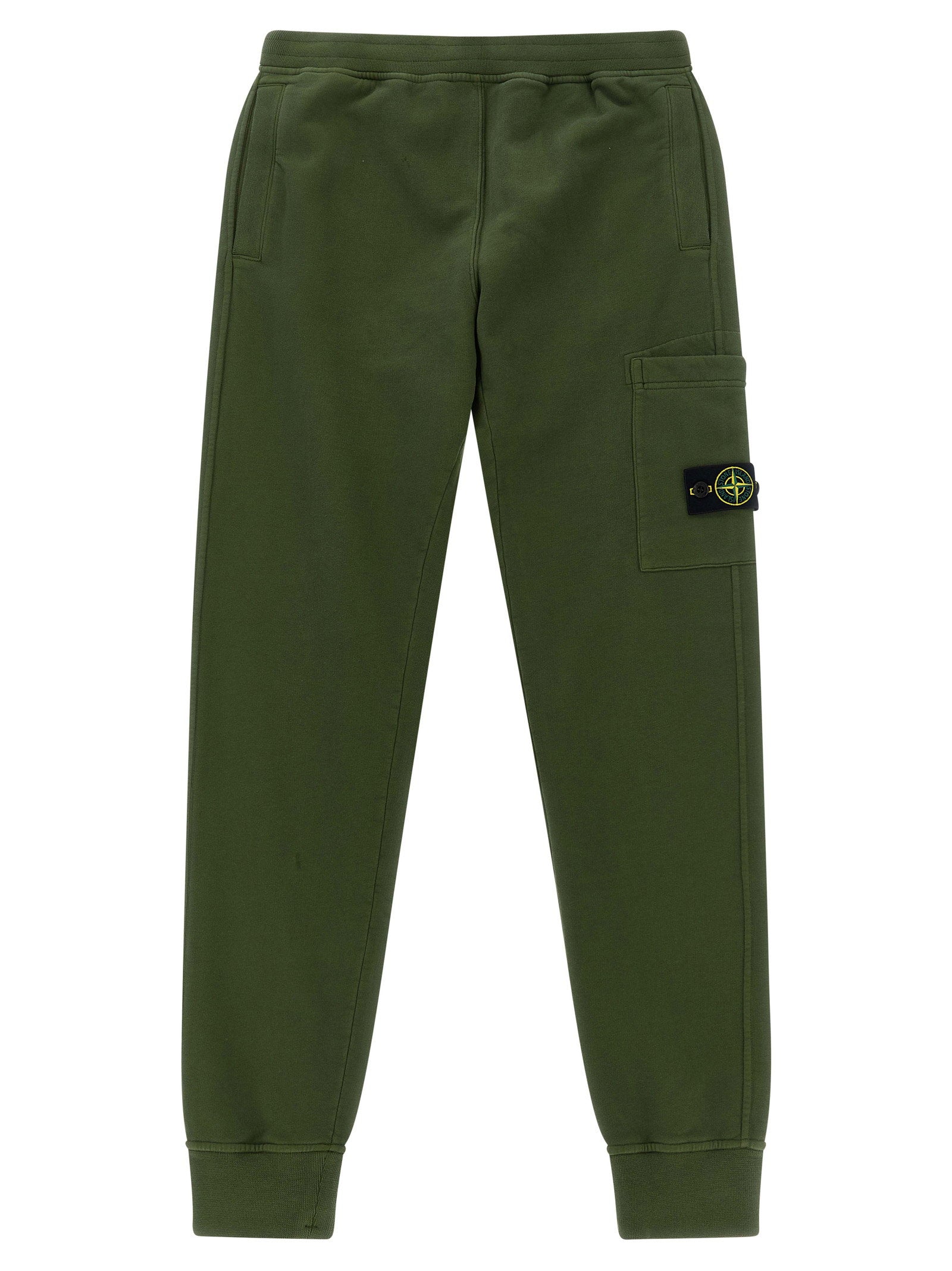 Stone Island Junior Cargo Pocket with Badge Logo Joggers — olive green