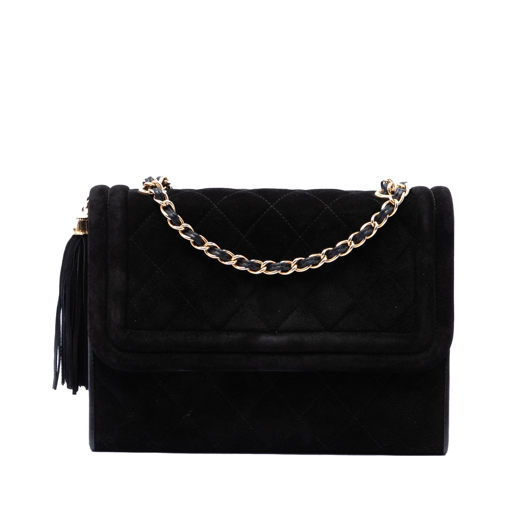 Quilted Suede Tassel Flap