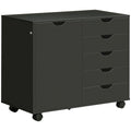 5-Drawers Lateral File Cabinet with Adjustable Shelf, Mobile Office Storage Cabinet, Black