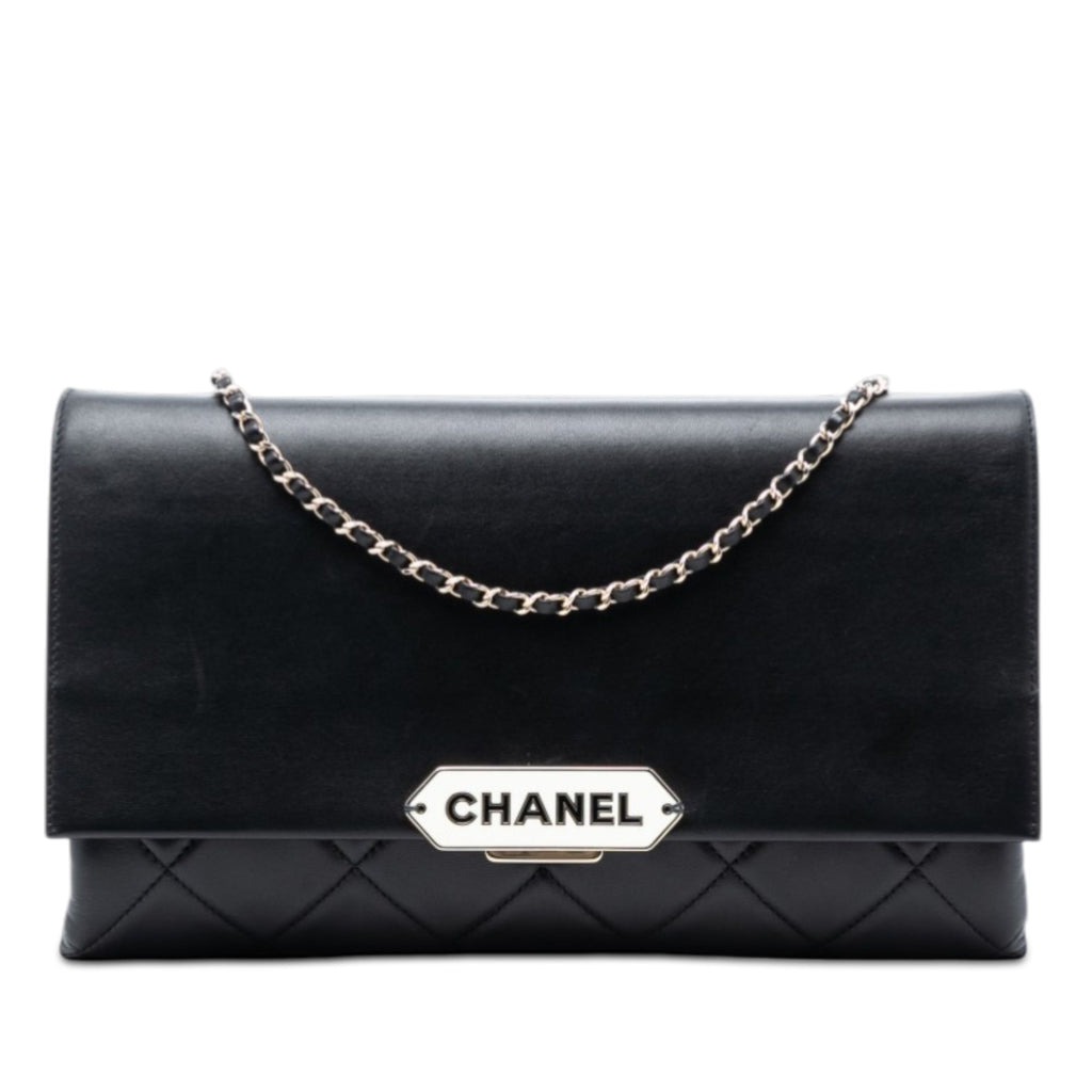 Quilted Lambskin Retro Label Shoulder Bag