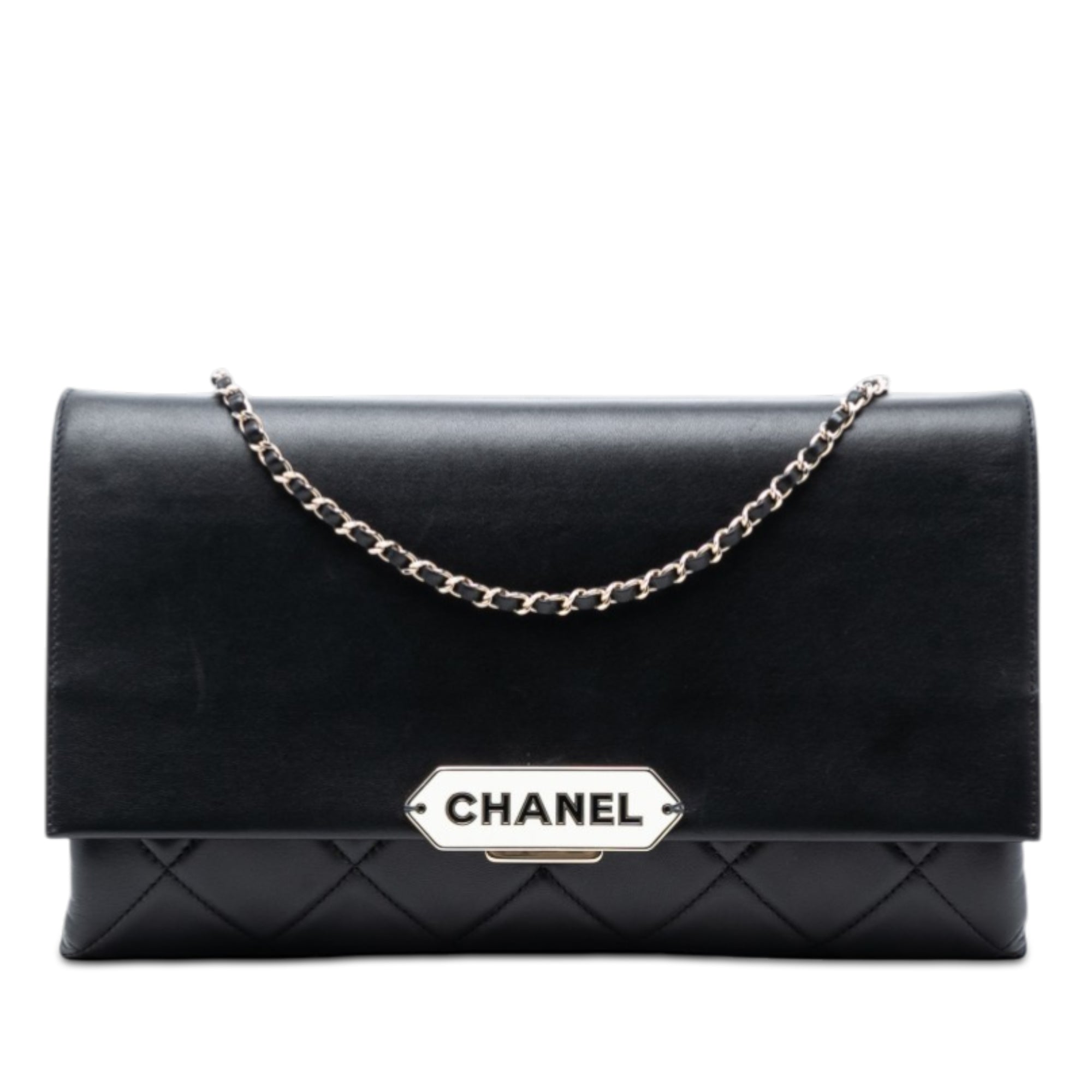 Quilted Lambskin Retro Label Shoulder Bag