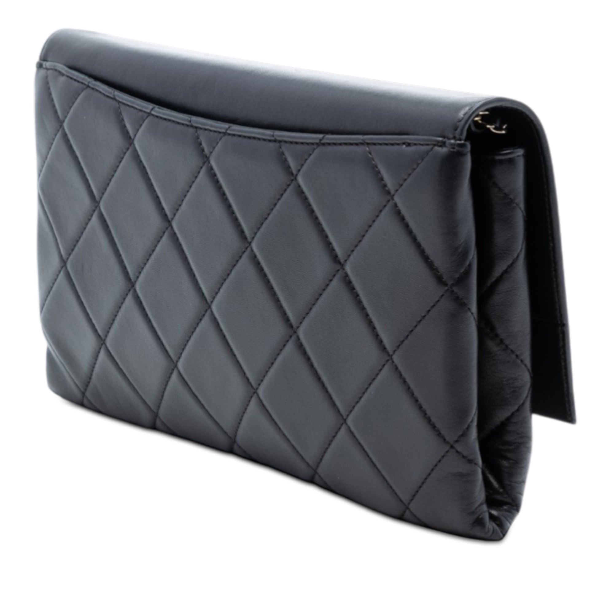 Quilted Lambskin Retro Label Shoulder Bag