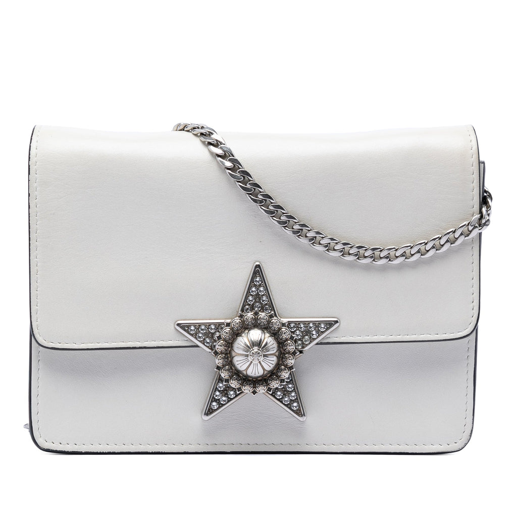 Smooth Leather Star Crystal Embellished Crossbody