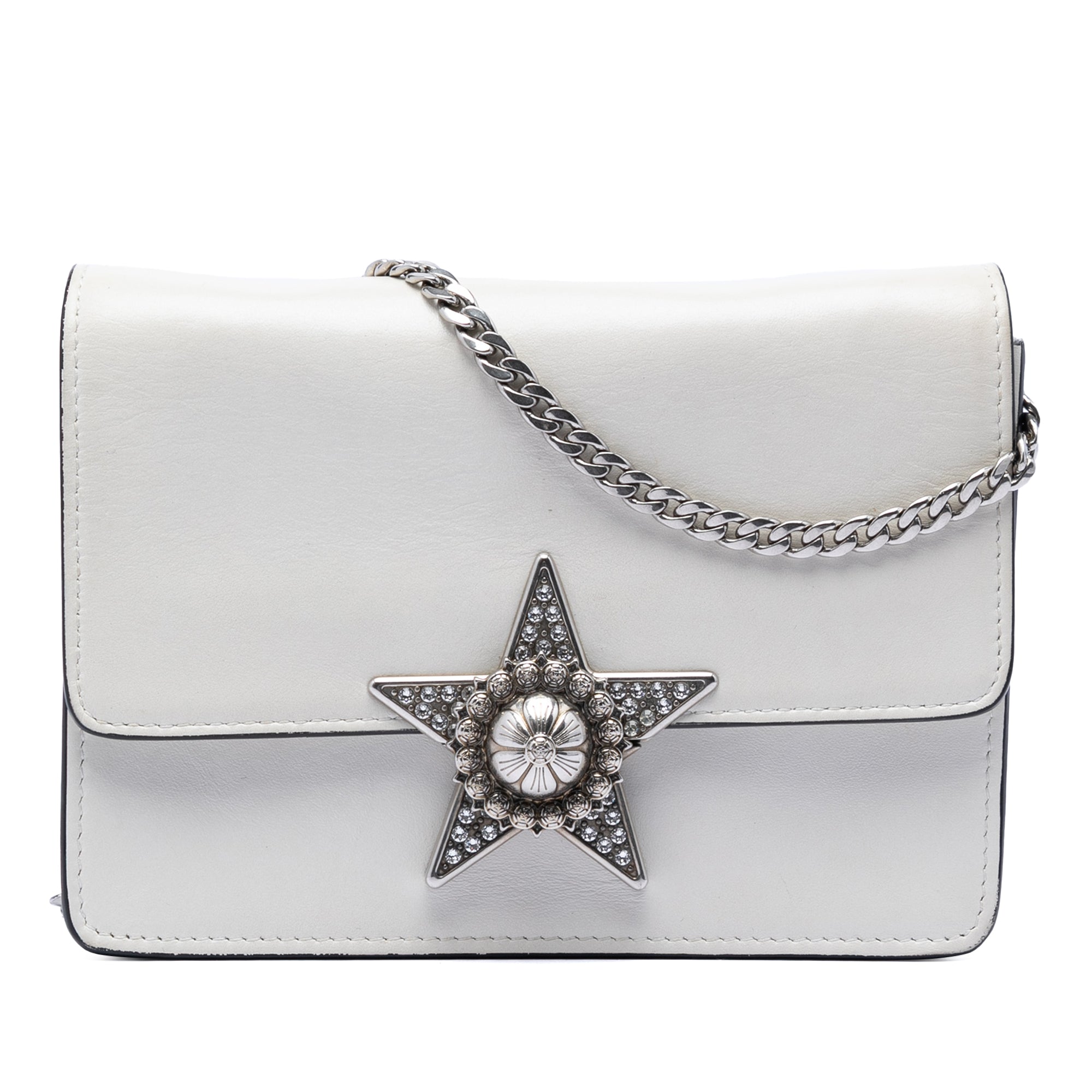 Smooth Leather Star Crystal Embellished Crossbody