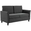 56" Loveseat with Wooden Legs 2-Seater Sofa for Living Room Bedroom, Dark Grey