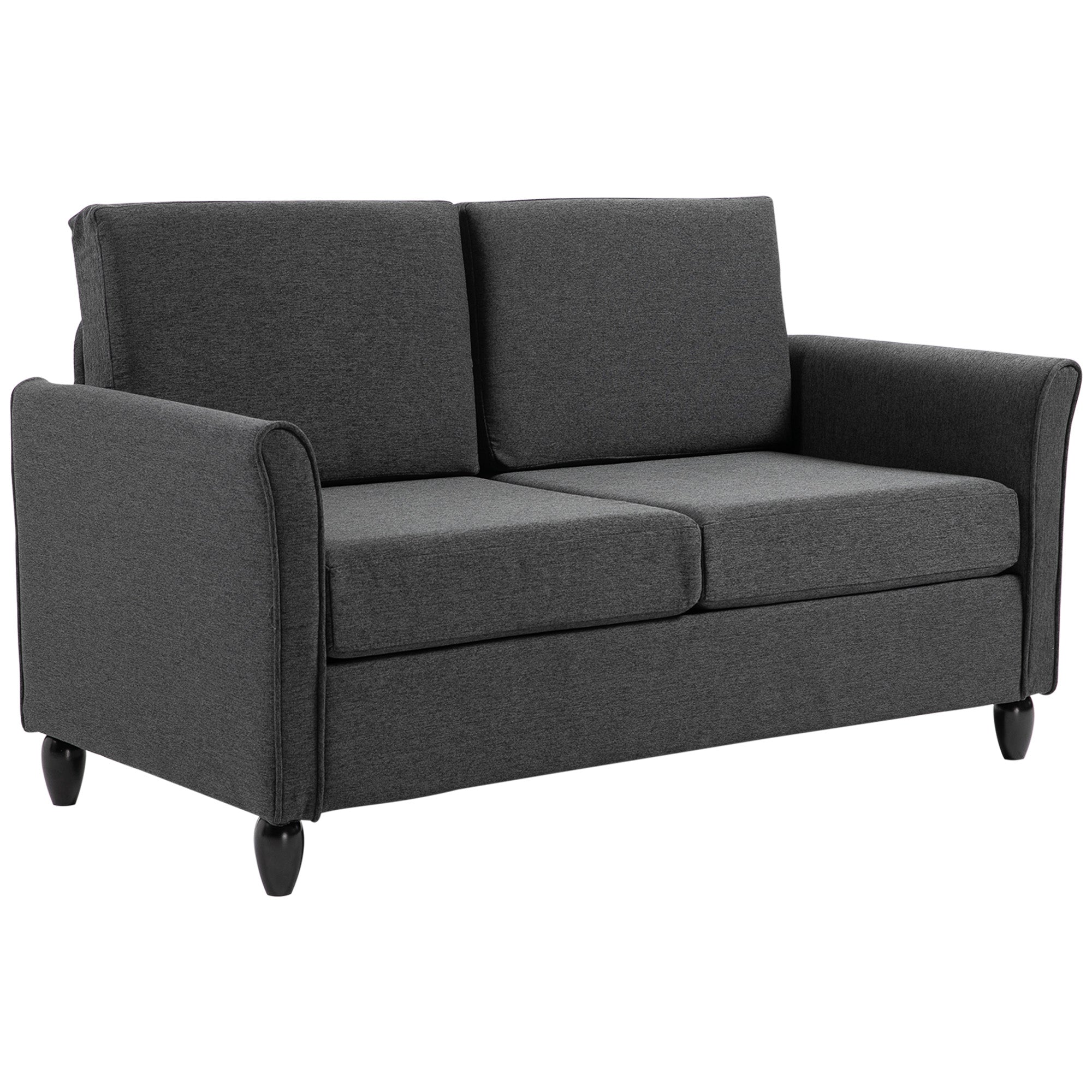56" Loveseat with Wooden Legs 2-Seater Sofa for Living Room Bedroom, Dark Grey